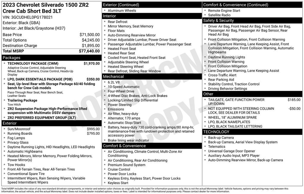 Used 2023 Chevrolet Silverado 1500 ZR2 w/ Technology Package AWD/4WD image 33