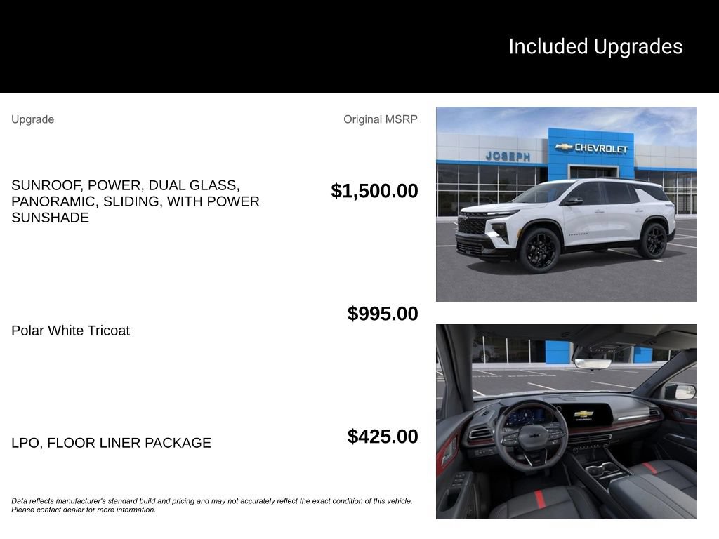 New 2026 Chevrolet Traverse RS w/ LPO, Floor Liner Package FWD image 3