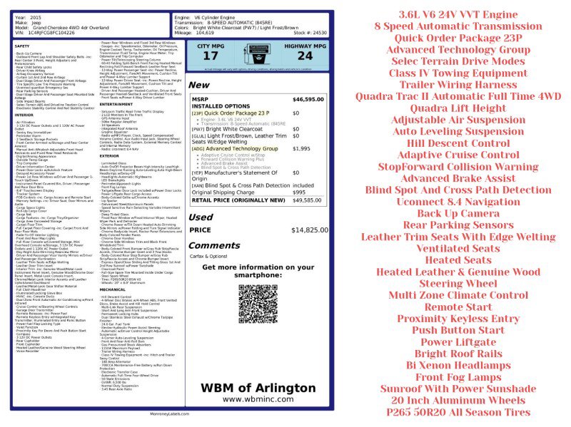 Used 2015 Jeep Grand Cherokee Overland w/ Advanced Technology Group image 3