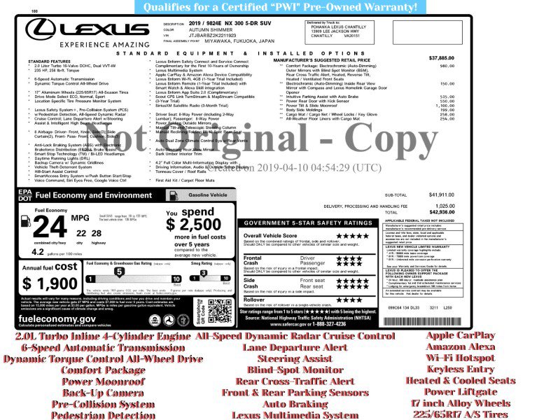 Used 2019 Lexus NX 300 AWD image 2