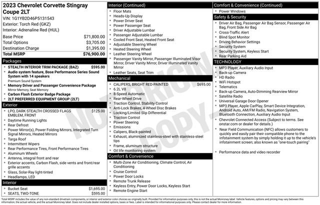 Used 2023 Chevrolet Corvette Stingray Preferred Cpe w/ Stealth Interior Trim Package RWD image 7