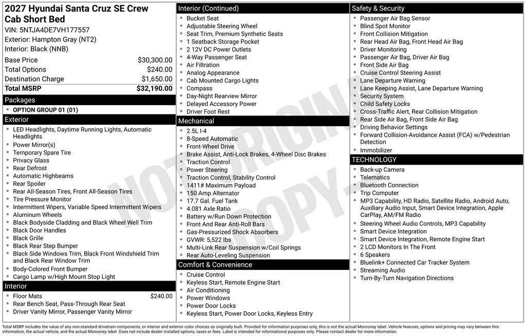 New 2027 Hyundai Santa Cruz SE FWD image 7