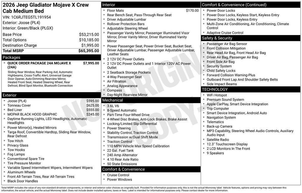 New 2026 Jeep Gladiator Mojave AWD/4WD image 3