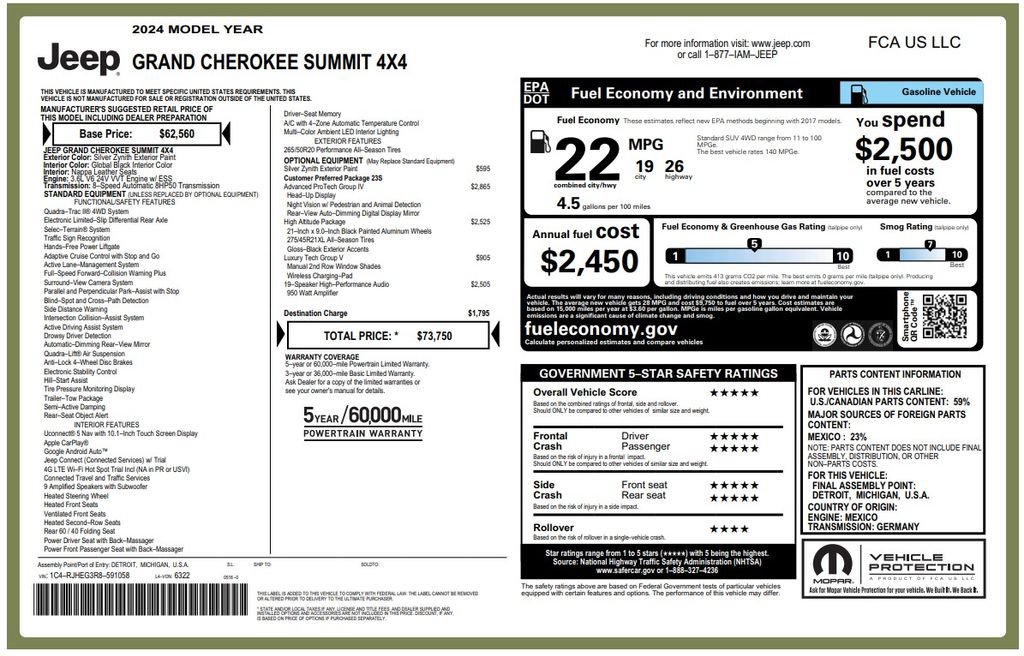 Used 2024 Jeep Grand Cherokee Summit w/ Adv Protech Group IV AWD/4WD image 4