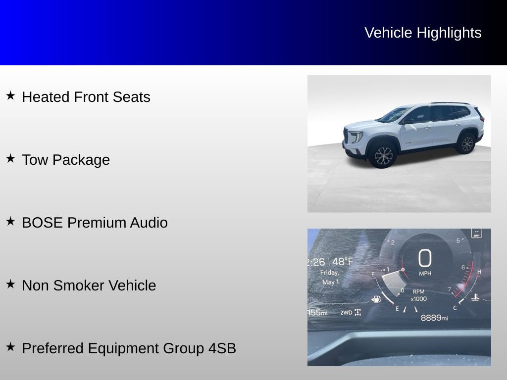 Used 2025 GMC Acadia AT4 w/ LPO, Floor Liner Package AWD/4WD image 8