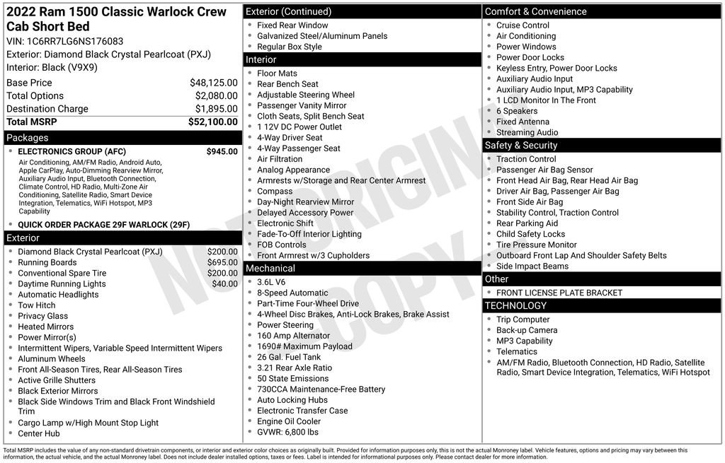 Used 2022 RAM 1500 Warlock w/ Electronics Group AWD/4WD image 54