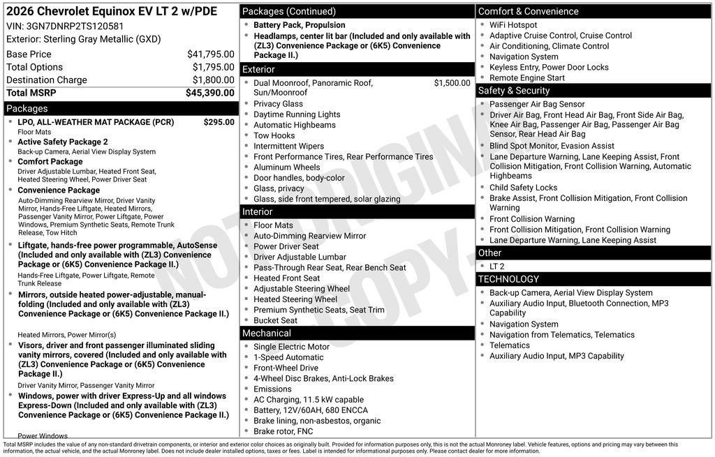 New 2026 Chevrolet Equinox EV LT w/ LPO, All-Weather Mat Package FWD image 10