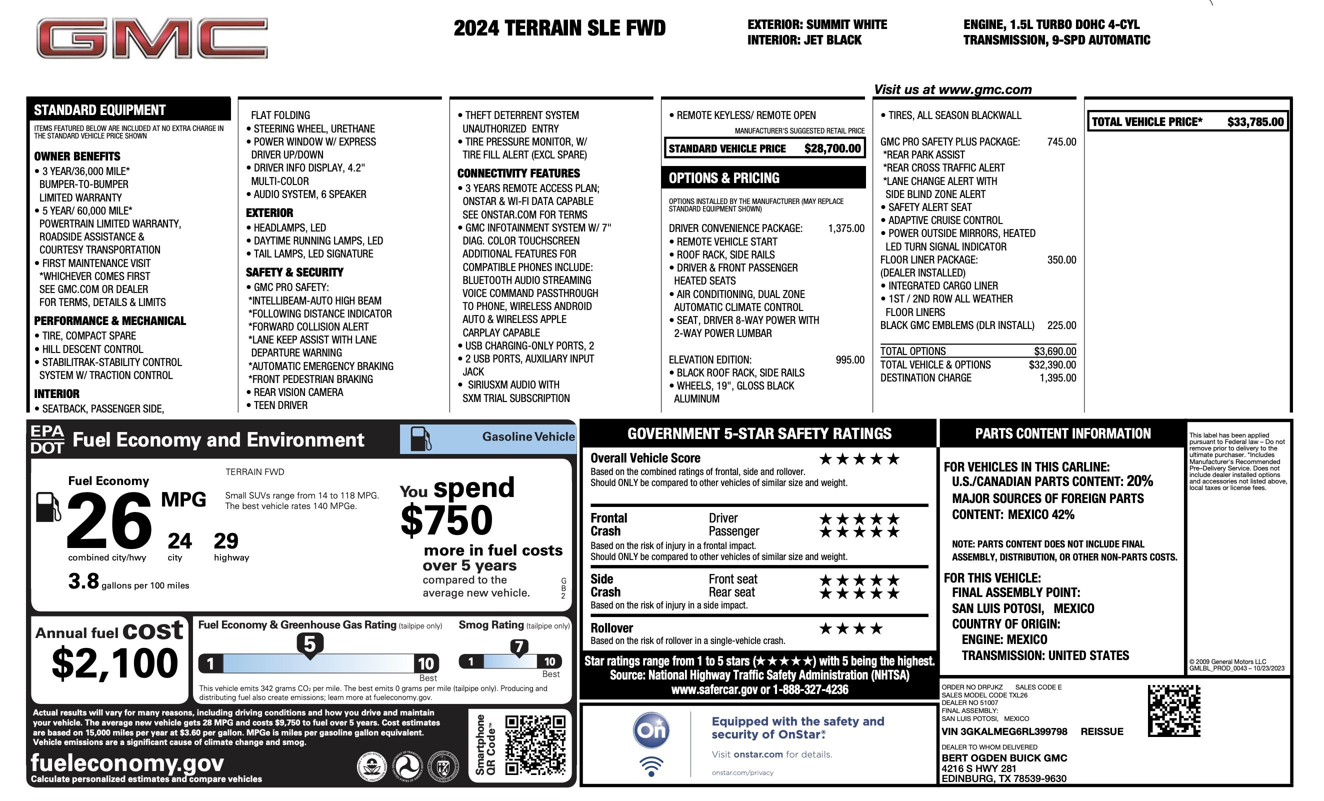 Used 2024 GMC Terrain SLE w/ Driver Convenience Package FWD image 2