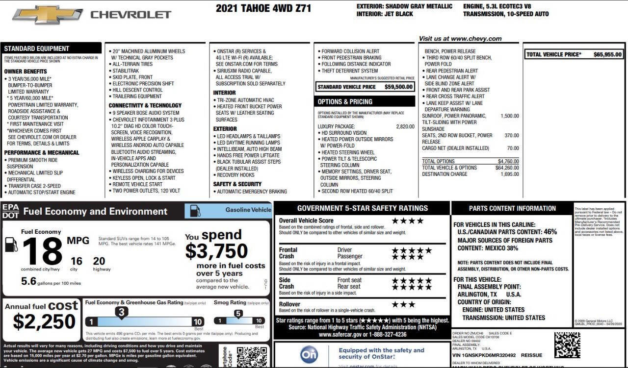 Used 2021 Chevrolet Tahoe Z71 w/ Luxury Package image 12