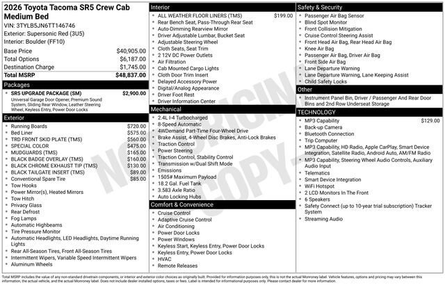 New 2026 Toyota Tacoma SR5 w/ SR5 Upgrade Package AWD/4WD image 1