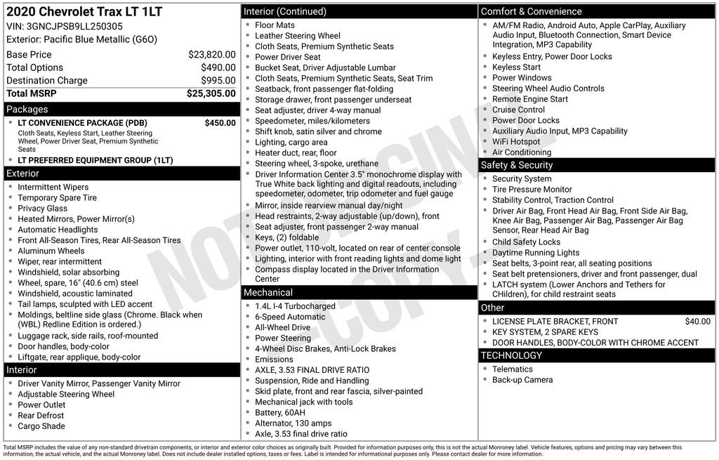 Certified 2020 Chevrolet Trax LT w/ LT Convenience Package AWD/4WD image 5