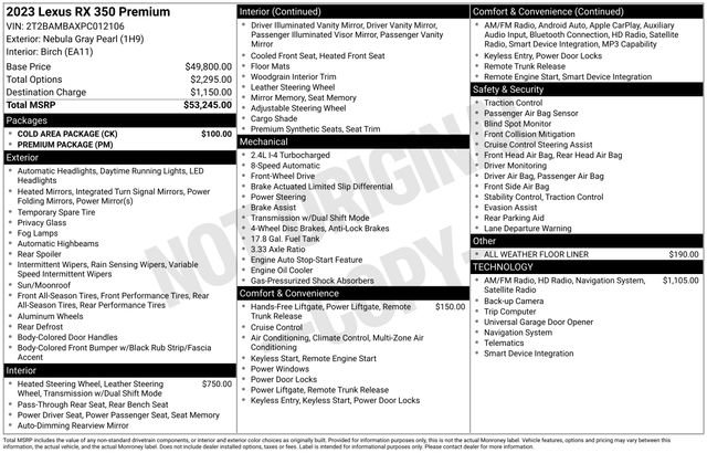 Used 2023 Lexus RX 350 Premium w/ Cold Area Package FWD image 2