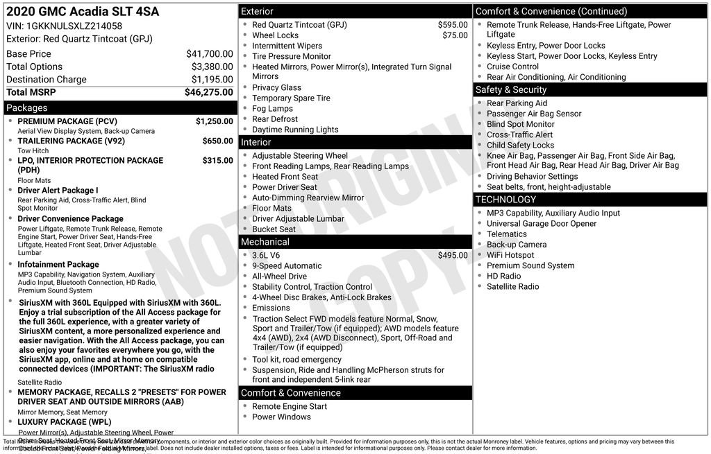 Used 2020 GMC Acadia SLT w/ Premium Package AWD/4WD image 4