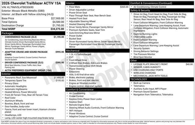 New 2026 Chevrolet TrailBlazer ACTIV w/ Convenience Package FWD image 13