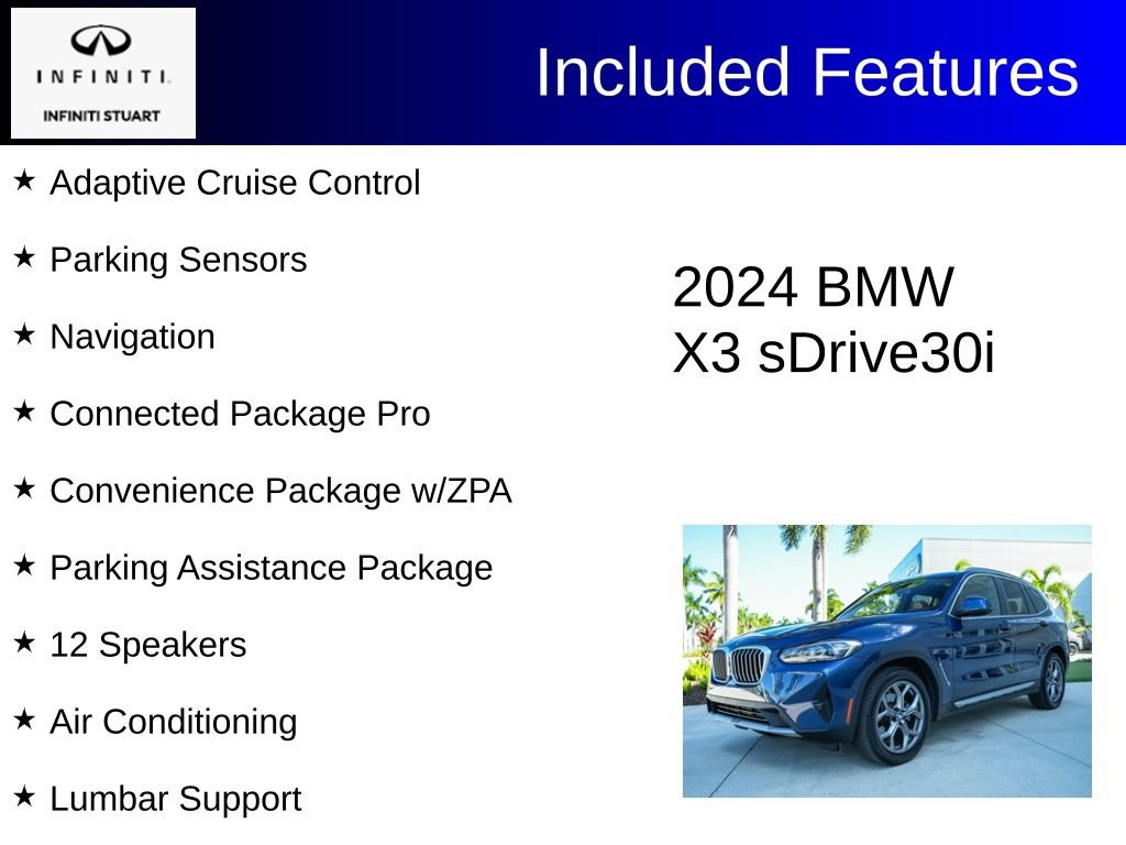 Used 2024 BMW X3 sDrive30i w/ Convenience Package w/ZPA image 3