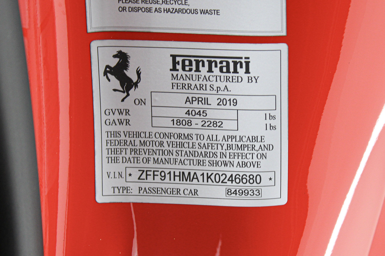Certified 2019 Ferrari 488 Pista Spider RWD image 54