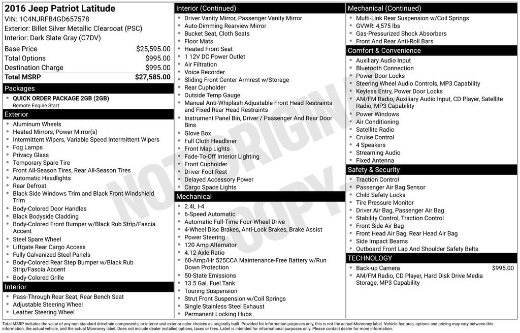 Used 2016 Jeep Patriot Latitude AWD/4WD image 4