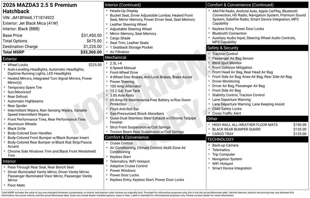 New 2026 MAZDA MAZDA3 2.5 S Hatchback w/ Premium Pkg FWD image 35