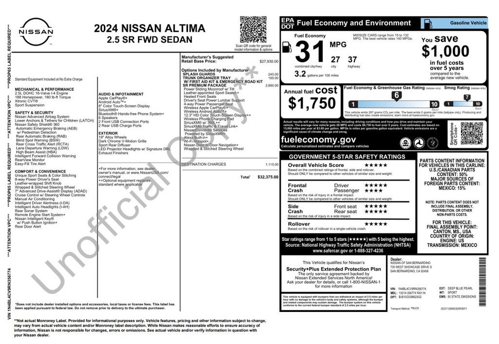 Used 2024 Nissan Altima 2.5 SR w/ SR Premium Package image 5