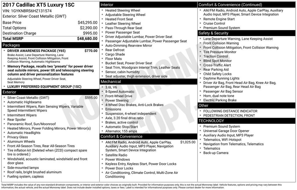 Certified 2017 Cadillac XT5 Luxury w/ Driver Awareness Package image 26