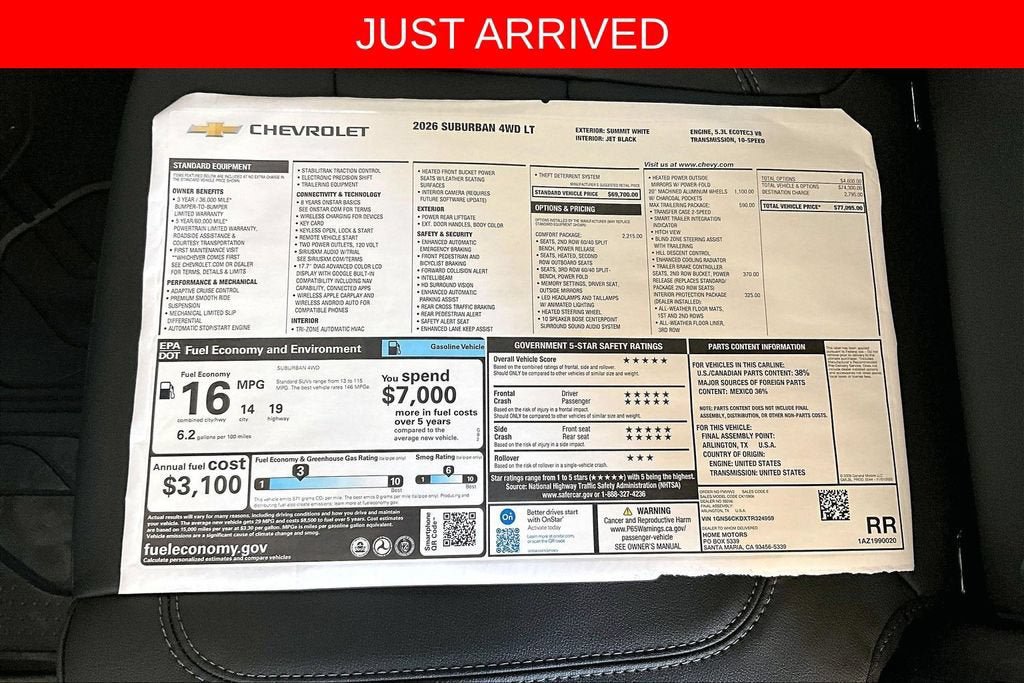 New 2026 Chevrolet Suburban LT w/ Comfort Package AWD/4WD image 13