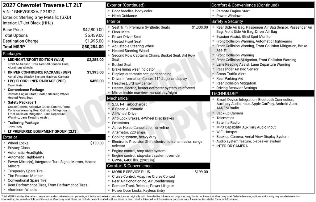 New 2027 Chevrolet Traverse LT w/ Midnight/Sport Edition AWD/4WD image 4