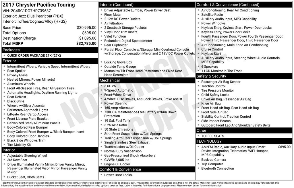 Used 2017 Chrysler Pacifica Touring FWD image 35