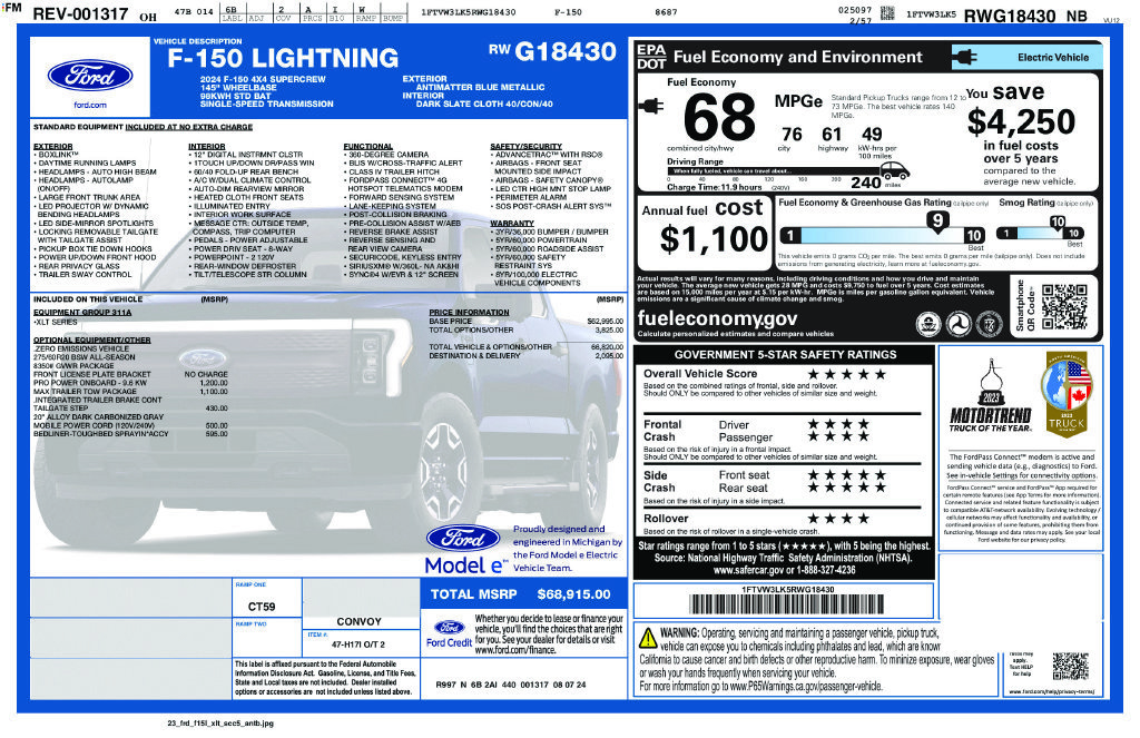 Used 2024 Ford F150 Lightning XLT w/ Max Trailer Tow Package AWD/4WD image 36