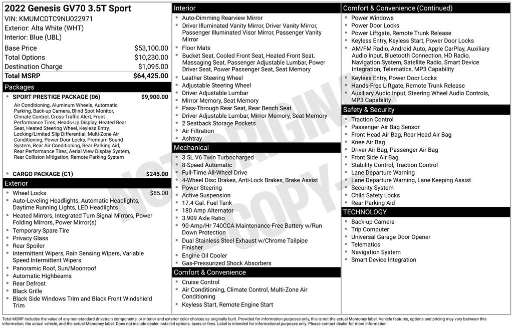 Used 2022 Genesis GV70 3.5T Sport w/ Sport Prestige Package image 4