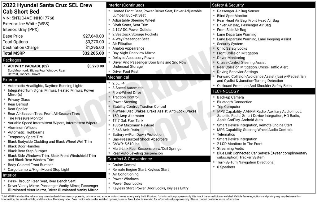 Certified 2022 Hyundai Santa Cruz SEL w/ Activity Package FWD image 6