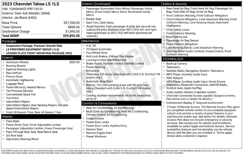 Used 2023 Chevrolet Tahoe LS AWD/4WD image 6
