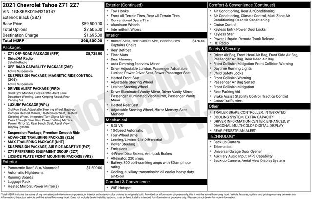 Certified 2021 Chevrolet Tahoe Z71 w/ Z71 Off-Road Package AWD/4WD image 25