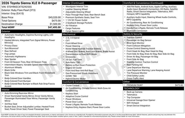 Certified 2026 Toyota Sienna XLE image 15