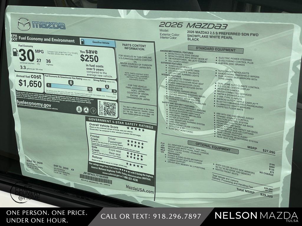 New 2026 MAZDA MAZDA3 2.5 S Sedan w/ Preferred Pkg FWD image 16