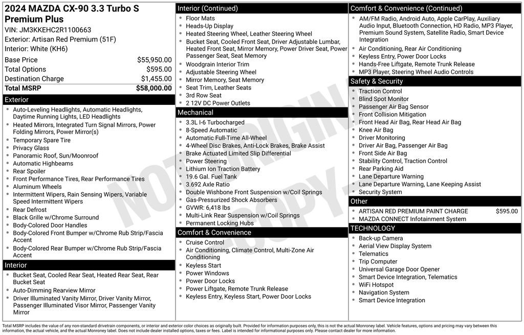 Certified 2024 MAZDA CX-90 3.3 Turbo S w/ Premium Plus image 42