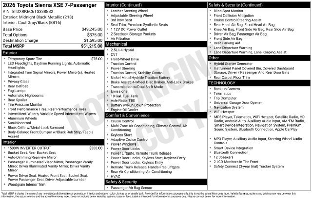 Certified 2026 Toyota Sienna XSE FWD image 36