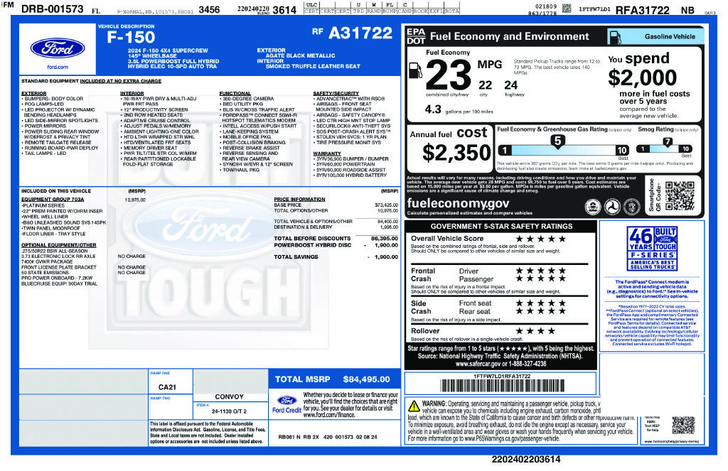 Certified 2024 Ford F150 Platinum w/ Equipment Group 703A Plus AWD/4WD image 5