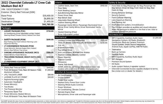 Used 2022 Chevrolet Colorado LT w/ Luxury Package AWD/4WD image 22