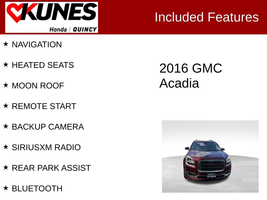 Used 2016 GMC Acadia SLT w/ Open Road Package FWD image 2