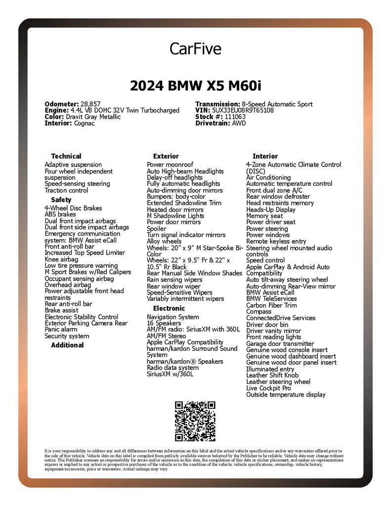 Used 2024 BMW X5 M60i w/ Climate Comfort Package AWD/4WD image 30