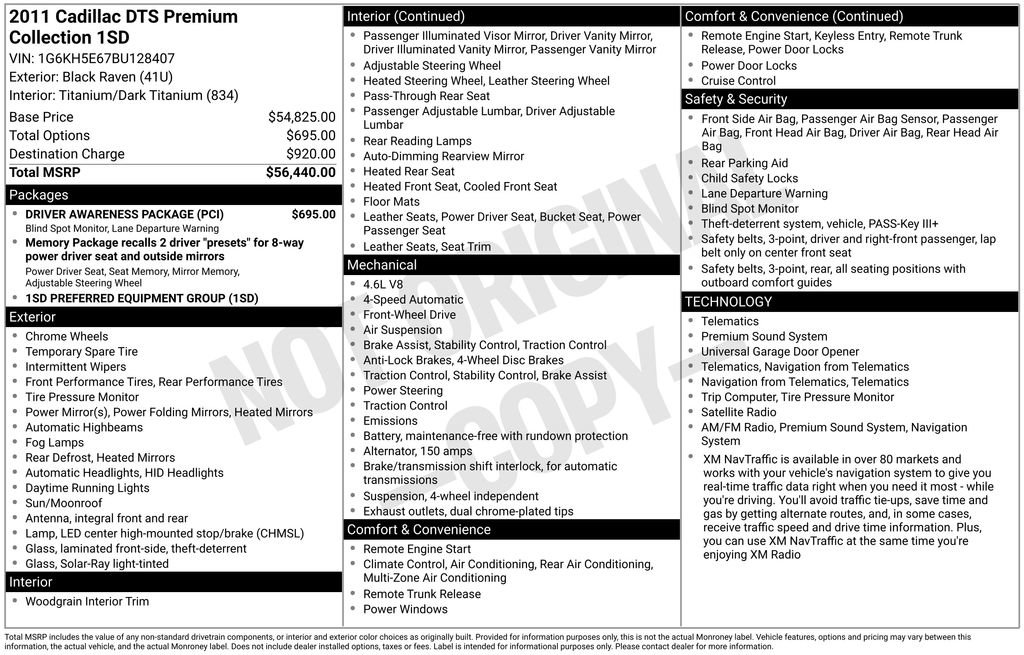 Used 2011 Cadillac DTS Premium w/ Driver Awareness Package FWD image 10
