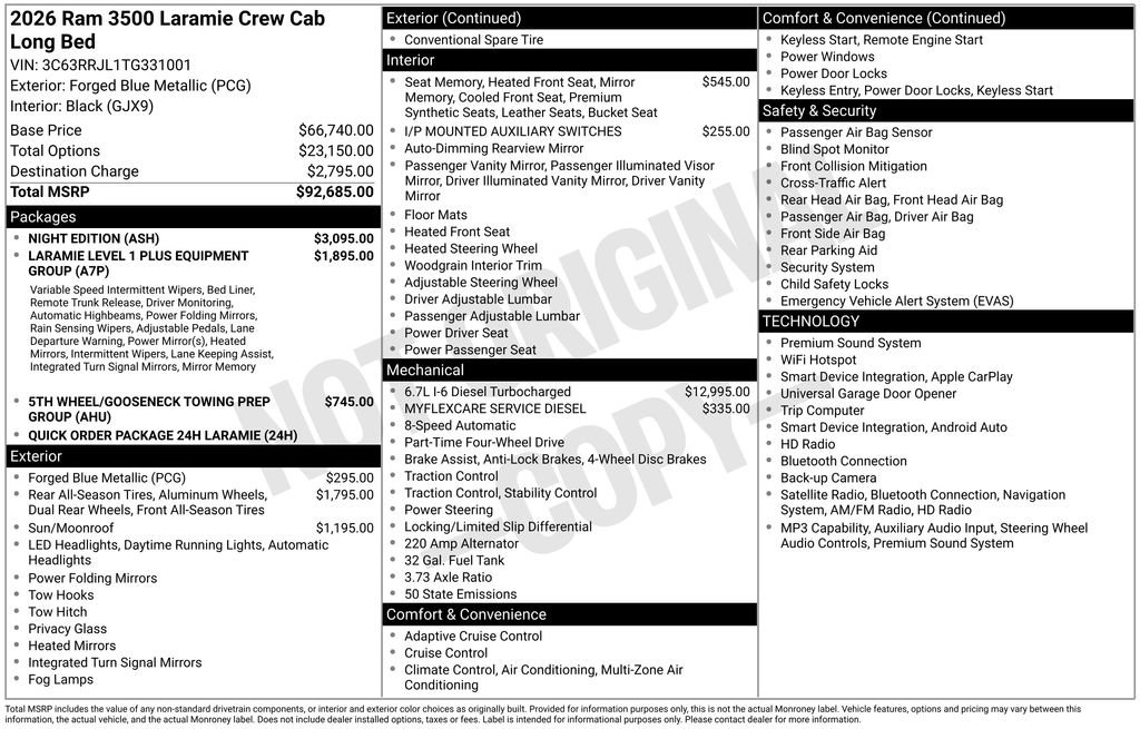New 2026 RAM 3500 Laramie w/ Night Edition AWD/4WD image 36