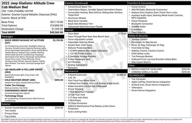 Certified 2022 Jeep Gladiator Sport AWD/4WD image 27