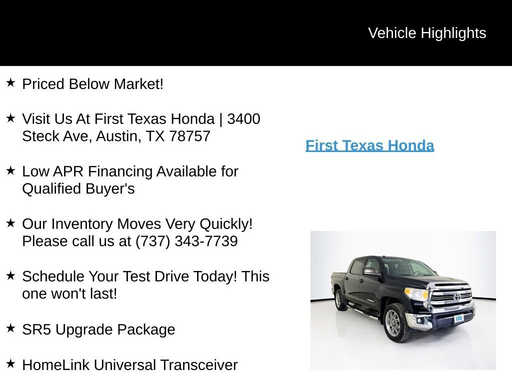 Used 2017 Toyota Tundra SR5 w/ SR5 Upgrade Package RWD image 9