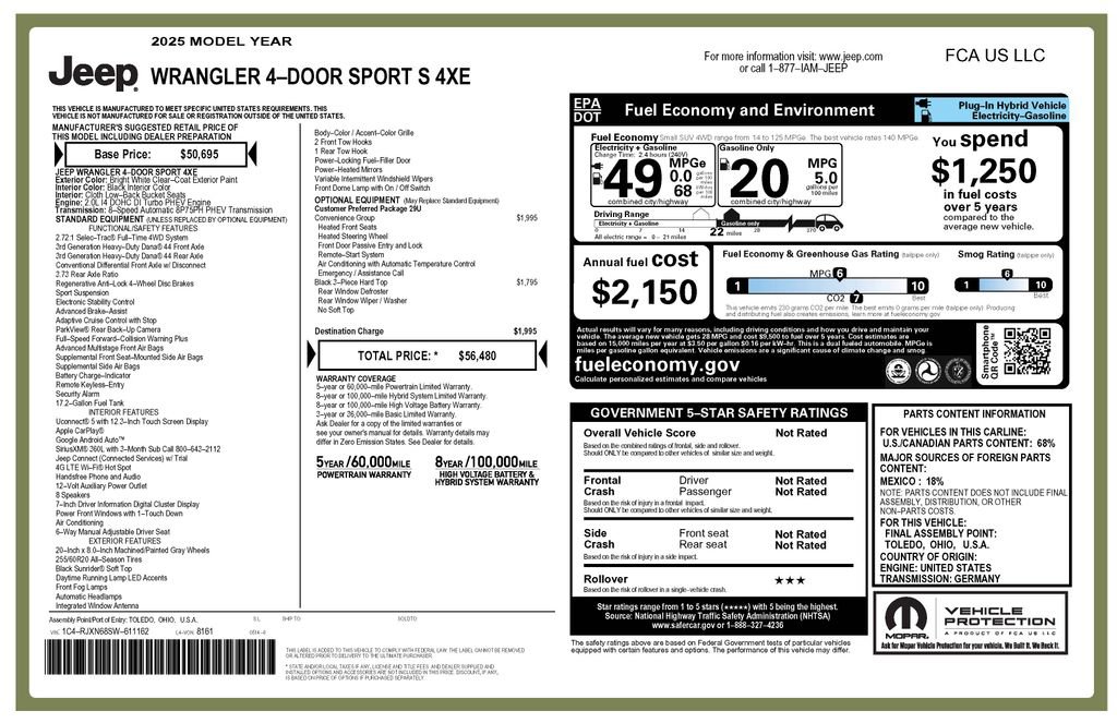Used 2025 Jeep Wrangler Unlimited Sport S 4xe w/ Convenience Group image 4