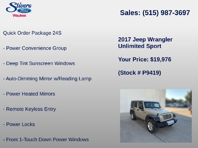 Used 2017 Jeep Wrangler Unlimited Sport w/ Quick Order Package 24S AWD/4WD image 8