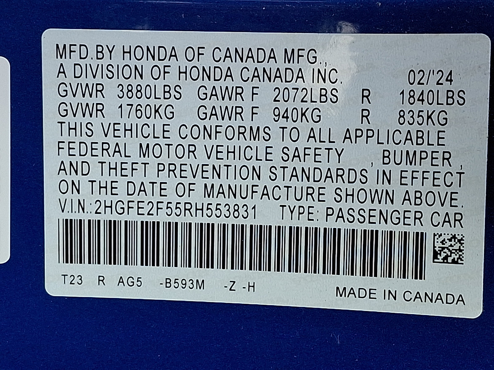 Certified 2024 Honda Civic Sport image 28