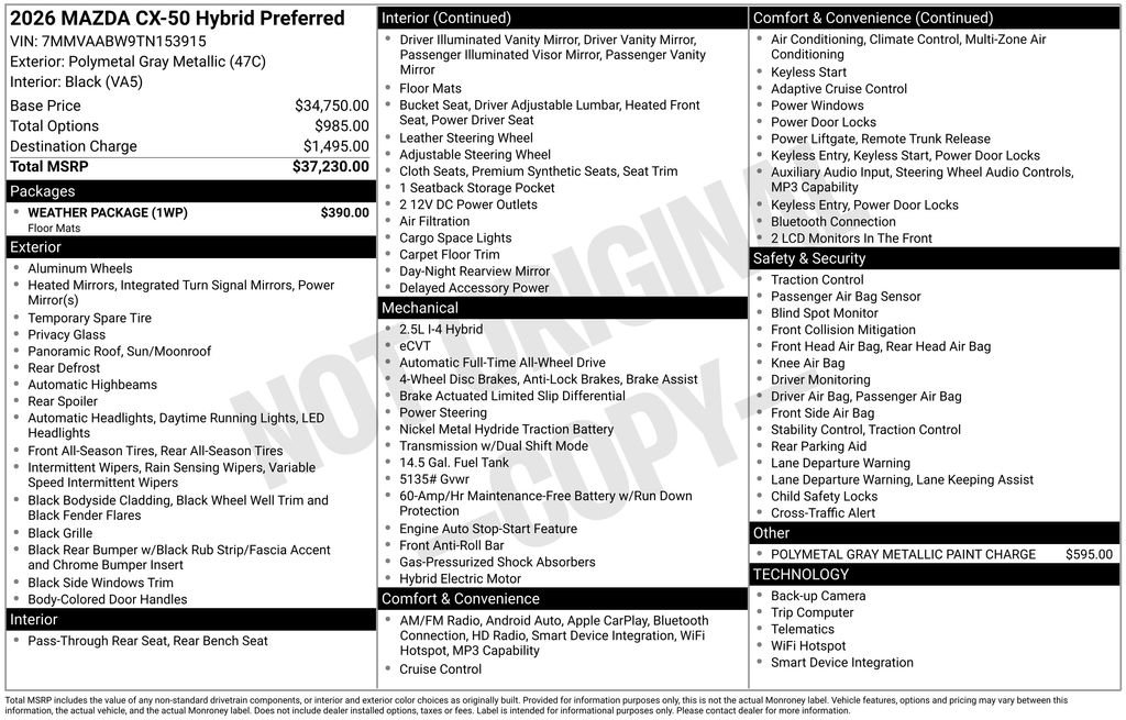 New 2026 MAZDA CX-50 2.5 Hybrid w/ Weather Package image 6