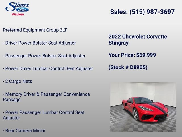 Used 2022 Chevrolet Corvette Stingray Preferred Cpe w/ 2LT image 7