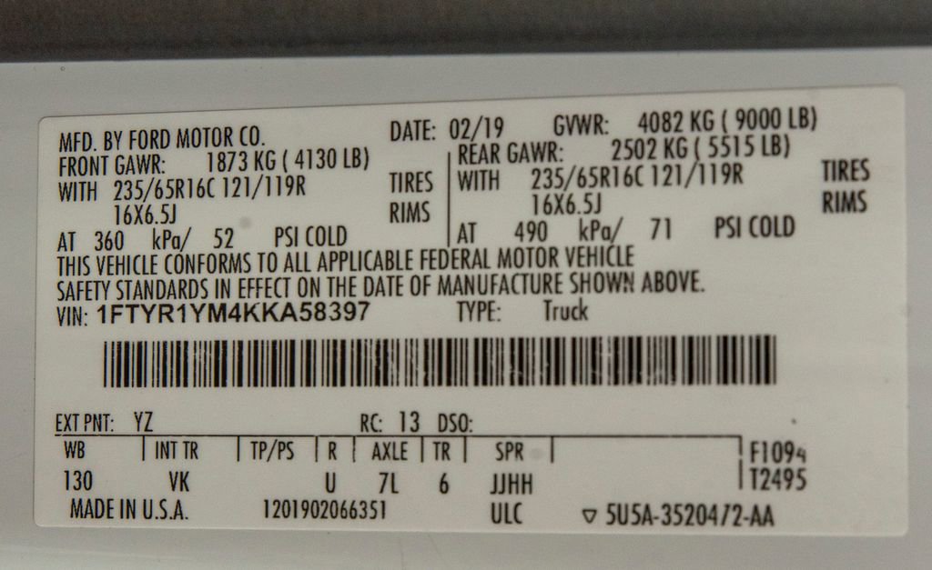 Used 2019 Ford Transit 250 130 Low Roof RWD image 28